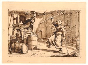 Peder Paars libro 2 canto 3. La lotta di Jens Bloks e madre Gunhild da Wilhelm Marstrand