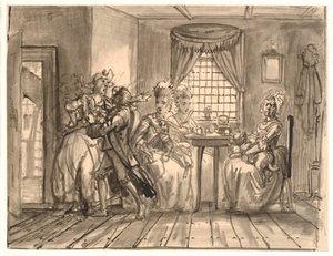 La visita delle signore del consiglio a Geske da Wilhelm Marstrand