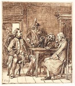 Scena di Barselsstuen. Corfitz beve vino del Reno con l