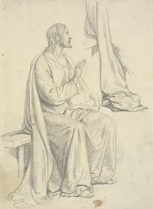 Gesù seduto, e studio di drappeggio da Wilhelm Marstrand