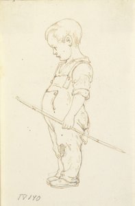 Bambino in piedi con un bastone in mano da Wilhelm Marstrand