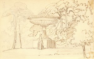 Giardino meridionale con una signora vicino a una ciotola colossale da Wilhelm Marstrand
