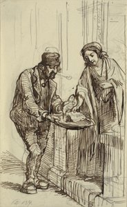 Giovane donna e pescivendolo