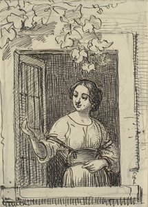 Giovane ragazza alla finestra