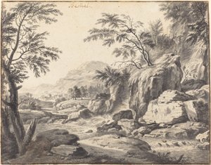 Paesaggio classico con cascata da Wilhelm von Bemmel