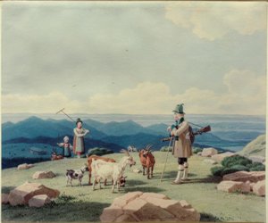 Cacciatore con pastorella e bambino sul Hirschberg da Wilhelm von Kobell