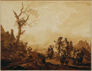 Saccheggio di un villaggio da parte di soldati da Wilhelm von Kobell
