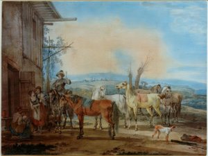 Cavaliere davanti a una locanda da Wilhelm von Kobell