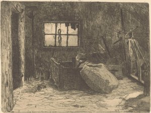 Interno di un fienile da Willem Adrianus Grondhout (signed by artist)