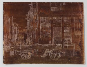 Vecchia parte della città di Amsterdam con carro in primo piano da Willem Adrianus Grondhout (signed by artist)