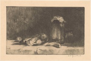 Natura morta con frutta e bottiglia di conserva da Willem Adrianus Grondhout (signed by artist)