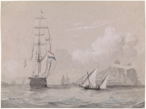 Nave a vela olandese al largo di Gibilterra