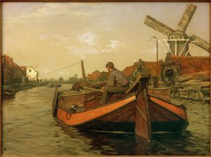 Barca da traino nel canale