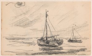 Due barche da pesca in mare da Willem Bastiaan Tholen