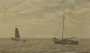 Veduta marina con barche da pesca