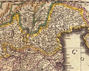 Carta della regione del Veneto, Italia. Atlante di William Blaeu