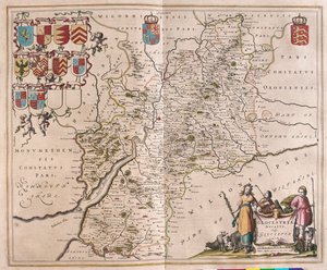 Glouchester, in "Theatrum Orbis Terrarum, sive Atlas Novus" di Willem Blaeu, Amsterdam