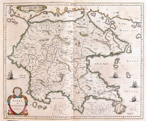 Grecia, Peloponneso, in "Theatrum Orbis Terrarum, sive Atlas Novus" di Willem Blaeu, Amsterdam