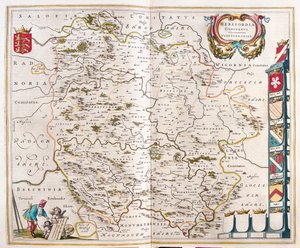 Herefordshire, in "Theatrum Orbis Terrarum, sive Atlas Novus" di Willem Blaeu, Amsterdam