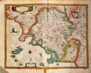 Mappa dei confini di Siena, da Regionum Italiae di Willem Blaeu, incisione