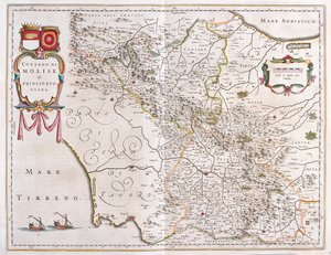 Molise, Benevento, Avellino, Italia, in "Theatrum Orbis Terrarum, sive Atlas Novus" di Willem Blaeu, Amsterdam