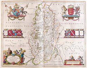 Nottingham shire, in "Theatrum Orbis Terrarum, sive Atlas Novus" di Willem Blaeu, Amsterdam