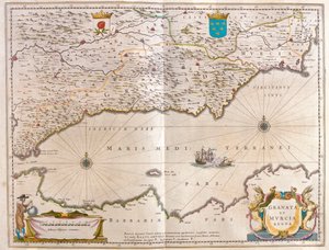 Stretto di Gibilterra ad Alicante fino alla valle del Guadalquivir e Siviglia e la costa del Nord Africa, in 
