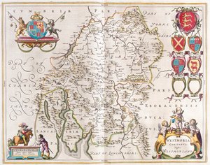 Westmorland, in "Theatrum Orbis Terrarum, sive Atlas Novus" di Willem Blaeu, Amsterdam