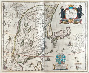 la prima delle mappe della Cina di Blaeu, in "Theatrum Orbis Terrarum, sive Atlas Novus" di Willem Blaeu, Amsterdam