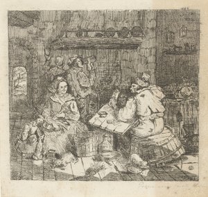 Uomini che giocano a carte e bevono in cucina da Willem Cornelis van Dijk
