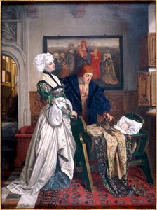 Carlo V e Jeanne Vandergeynst alla culla della loro figlia Margherita da Willem Geets