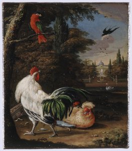 Uccelli in un parco da Willem Hendrik Wilhelmus van Royen