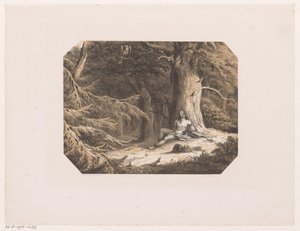 Uomo mezzo nudo nel bosco da Willem Jacob Hofdijk
