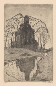 Chiesa del villaggio da Willem Jansen (graveur) (signed by artist)