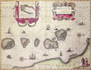 Mappa delle Isole Molucche, incisa da Jodocus Hondius, 1630