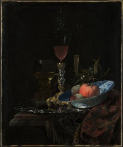 Bicchiere da vino e ciotola di frutta da Willem Kalf
