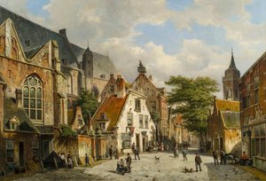 Scena di Strada Olandese in Estate, XIX secolo da Willem Koekkoek