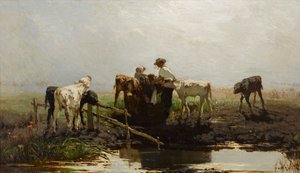 Olandese: Vitelli alla mangiatoia Vitelli alla mangiatoia da Willem Maris