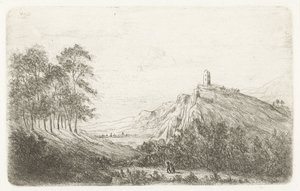 Paesaggio montano con castello sulla cima da Willem Matthias Jan van Dielen