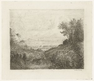 Paesaggio collinare con strada verso la valle da Willem Matthias Jan van Dielen