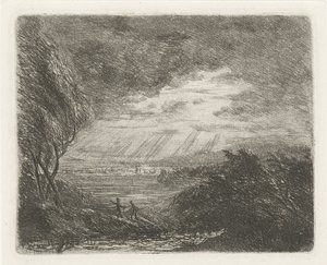 Paesaggio con due figure durante tempesta e pioggia da Willem Matthias Jan van Dielen