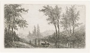 Paesaggio fluviale con barca da Willem Matthias Jan van Dielen