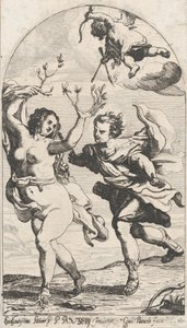 Dafne che fugge da Apollo, con Cupido sopra