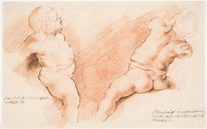 Centauro sconfitto da Amore. Gruppo scultoreo antico. Due studi di Amore, uno visto da destra, l
