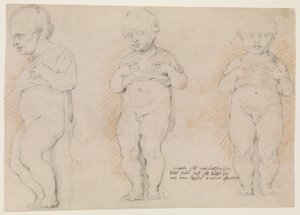 Ragazzino. Tre studi dopo una scultura antica; vista laterale sinistra, vista frontale mezza girata a sinistra, e vista frontale da Willem Panneels