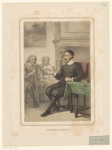 Leonardus Marius van der Goes parla a un uomo e una donna da Willem Pieter Hoevenaar