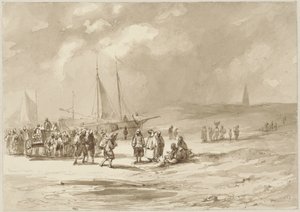 Spiaggia con pescatori da Willem Pieter Hoevenaar
