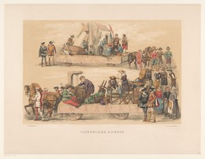 Quinto gruppo della mascherata di Utrecht nel 1856 da Willem Pieter Hoevenaar