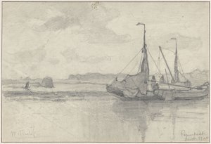 Barche da pesca in un paesaggio a Papendrecht da Willem Roelofs (I)