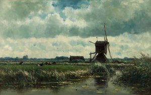 Paesaggio polder con mulino a vento vicino ad Abcoude da Willem Roelofs